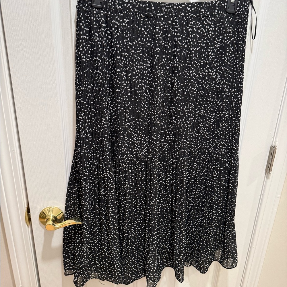 WD.NY Black and White Speckled A-Line Skirt